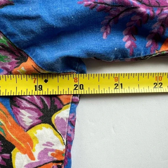 Vintage Hawaiian Shirt USA Made Birds Parrot Tropical Floral Blue Short Sleeve S - Picture 9 of 10